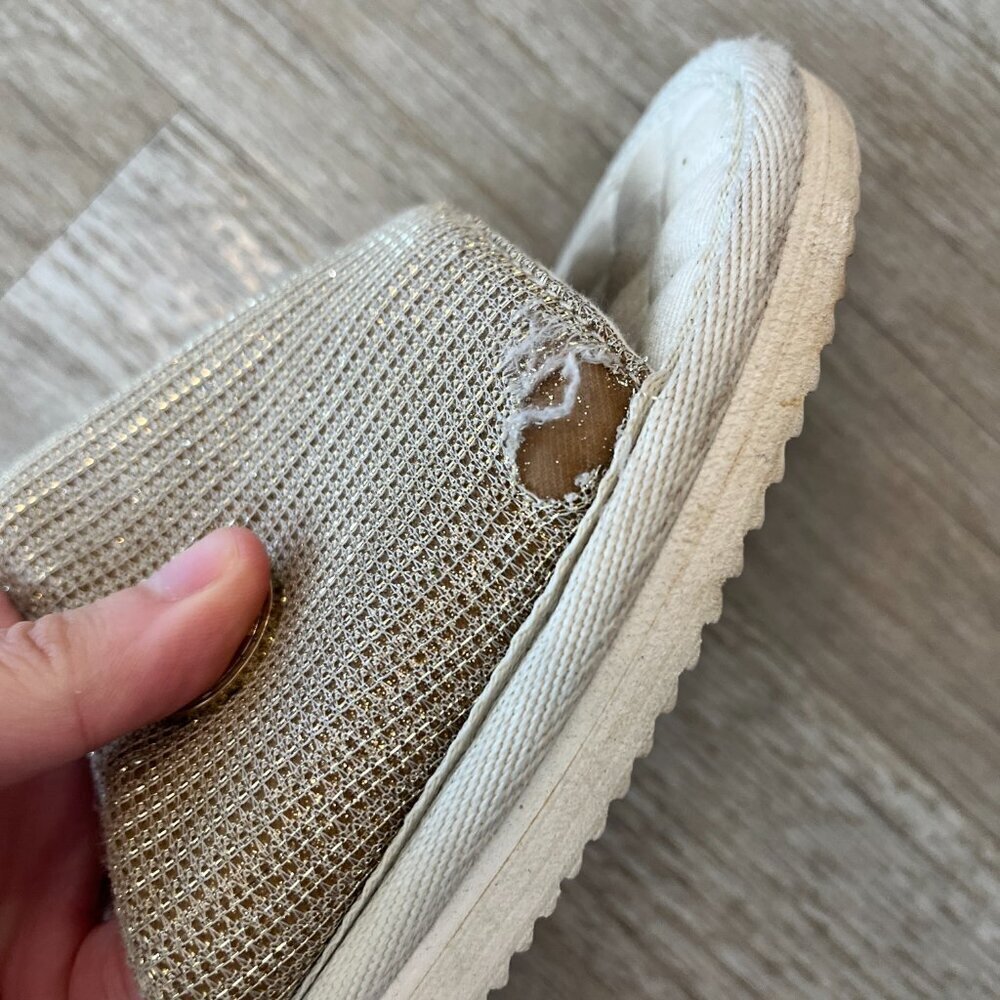 Womens Michael Kors Gold Glitter Slides - 10 - Picture 8 of 8